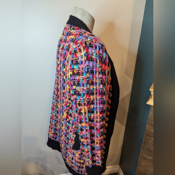 Papillon knit Cardigan Rainbow check Multicolour Speckles.  Woman's Size Medium - Picture 7 of 17